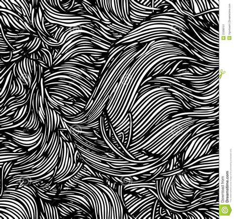 Vector Seamless Black White Abstract Hand Drawn Pattern Waves Clouds