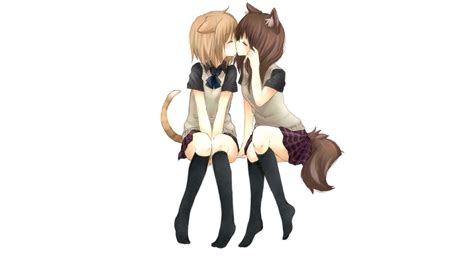 Lesbians Anime Girls Nekomimi Original Characters