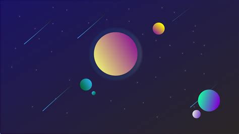 Wallpaper Planet Space Art Minimalism Gradient Digital Art Stars