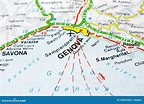 Geographic Map of European Country Italy with Genova City Stock Photo ...