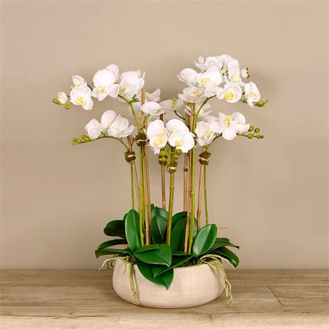 Ultra Realistic Silk Fake White Orchid Flower Arrangement With Etsy