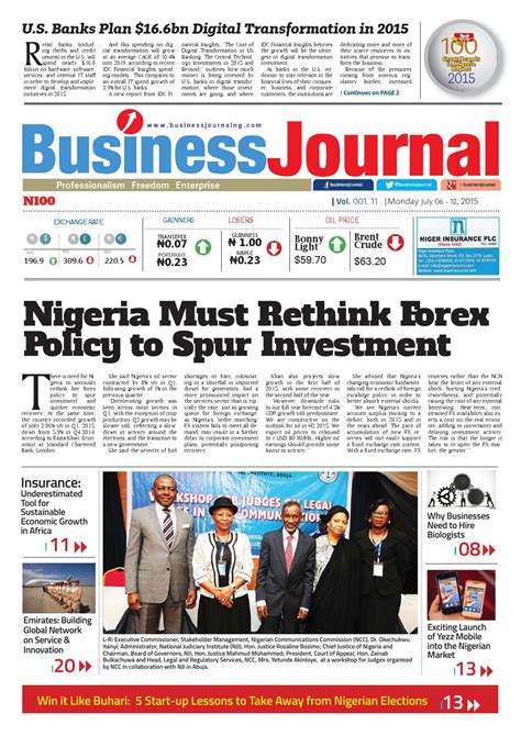 Business Journal Newspaper 10th Edition By Businessjournalng Issuu