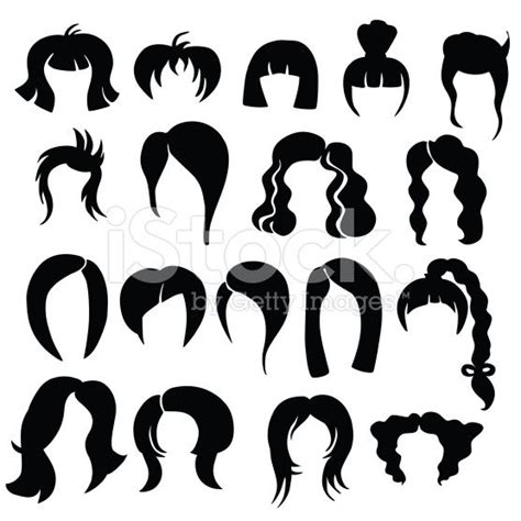 Vector Silhouette Of A Variety Of Hairstyles Vector Art Hair Vector Free Vector Art
