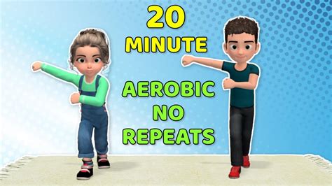 20 Min Aerobic Workout For Kids No Repeats Youtube
