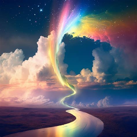 premium ai image rainbow in the sky over a river