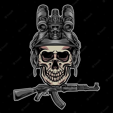 Premium Vector Skull Tactical With Guns Vector Illustration