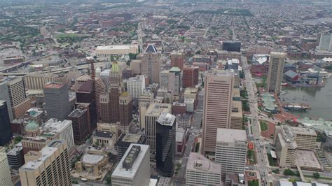 5K stock footage aerial video flying over Downtown Baltimore skyscrapers, Maryland Aerial Stock ...