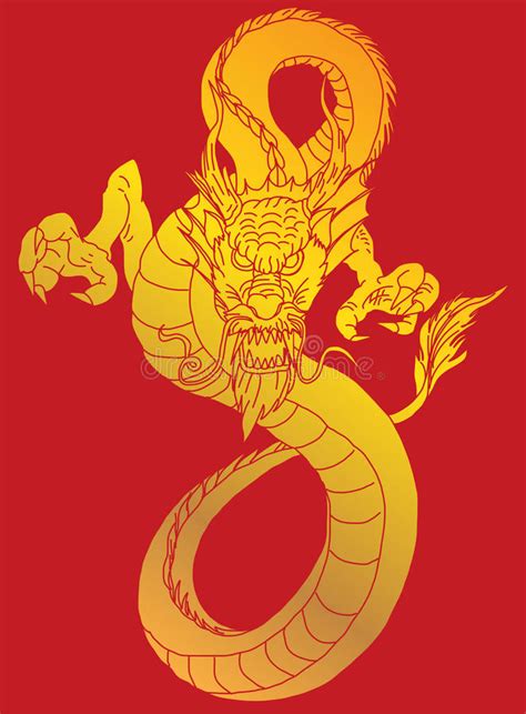 Hand Drawn Chinese Dragon Tattoo Design Stock Vector Illustration Of