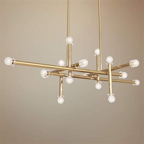 Jonathan Adler Milano 48w Polished Brass 16 Light Linear Chandelier