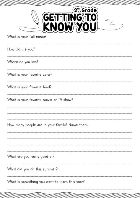 Free Printable Get To Know You Worksheet Middle School School