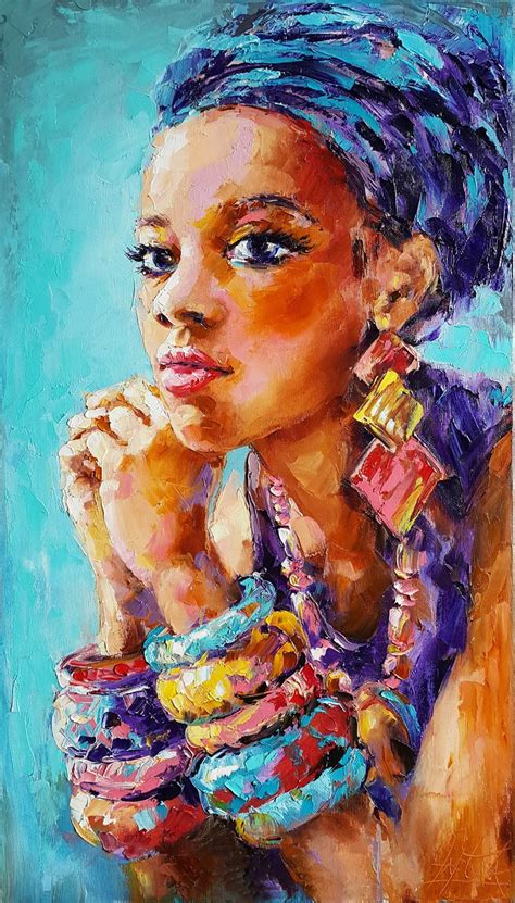 Portrait Of An African Woman Oil On Canvas African Art Paintings African Women Art African