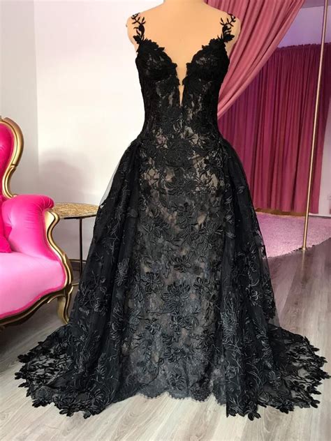 Https://wstravely.com/wedding/black Wedding Dress With Detachable Skirt
