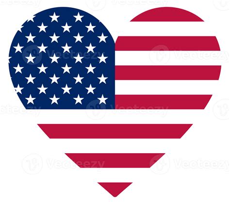 Flag Of Us Usa Flag America Flag On The Heart Shape Love Icon Symbol Base On Vector