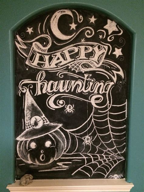 My Halloween Chalkboard Is Done Halloween Chalkboard Art Halloween