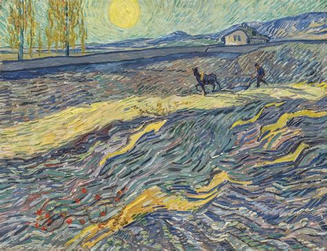 Field With Plowing Farmers By Vincent Van Gogh Useum