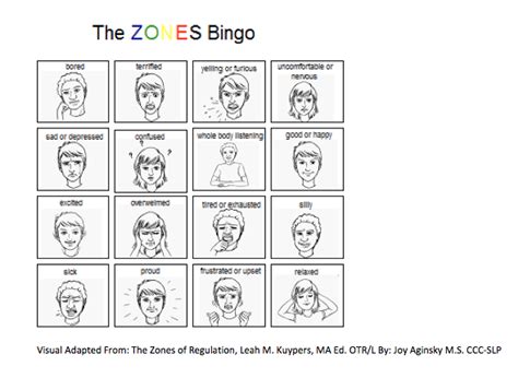 The Zones Of Regulation Simplified Bingo For Learning Emotions