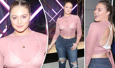 Iskra Lawrence Exposes Lace Bra And Midriff As Clingy Backless Top Turns Totally Sheer