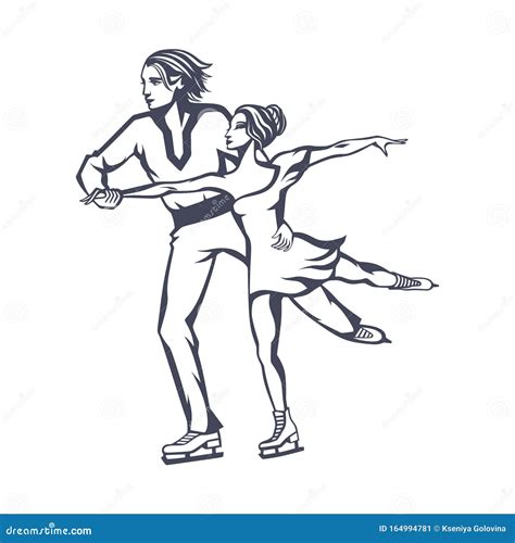 Pair Figure Skating Man And Woman Skating Together Stock Vector Illustration Of Figure Girl