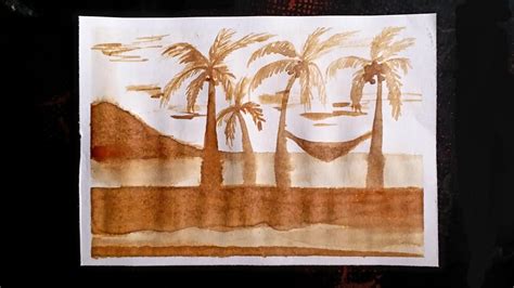 Easy Scenery Coffee Painting For Beginners Step By Step Painting