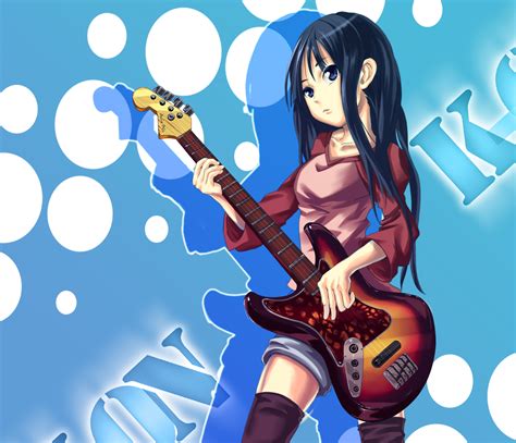 akiyama mio guitar instrument k on pondel anime wallpapers