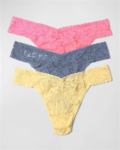Hanky Panky 3 Pack Original Rise Multicolor Lace Thongs In Pink Lyst