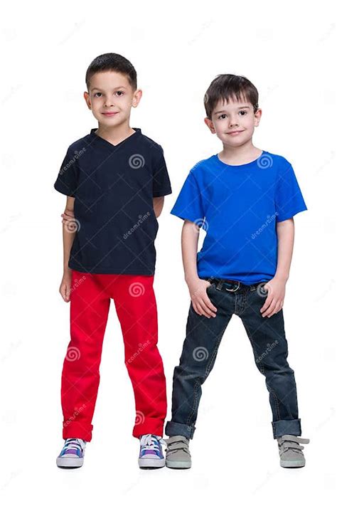 Two Happy Young Boys Stand Together Stock Photo Image Of Happiness