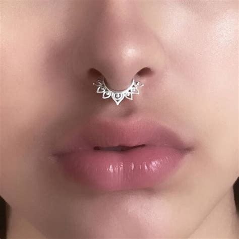 lotus silver septum ring septum jewelry septum piercing etsy