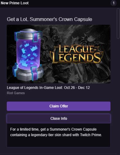 Lol Summoners Crown Capsule Nouvelle Récompense Twitch Prime