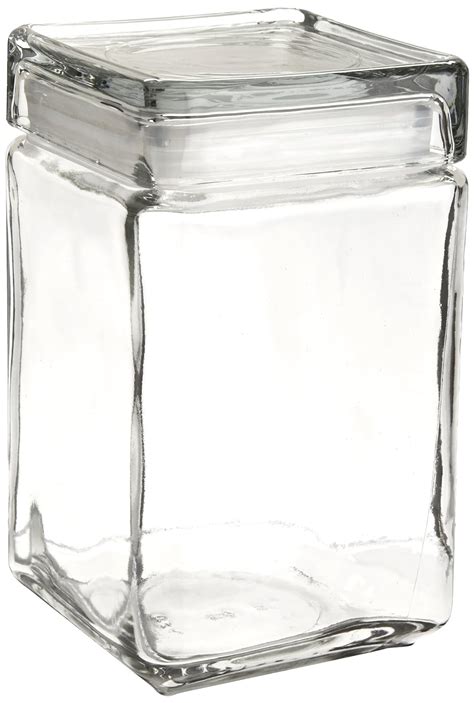 Oneida 85588r Stackable Square Glass Jar W Glass Lid 1 5 Qt Clear Case Of 4
