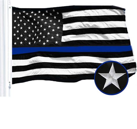 G128 Thin Blue Line Flag Embroidered 3x5 Ft Heavy Duty 220gsm Tough