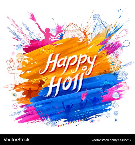 Happy Holi Background For Festival Colors Vector Image