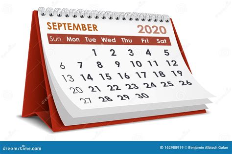 Calendario De Septiembre De 2020 Ilustración Del Vector Ilustración