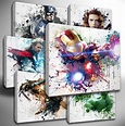 Choose your Marvel AVENGERS paint splatter CANVAS Wall Art Picture ...