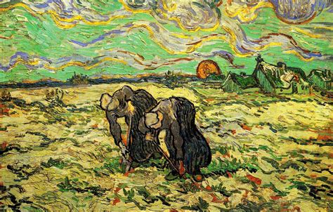 Wallpaper The Sun Clouds Vincent Van Gogh Women Working In The