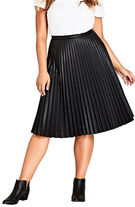 City Chic Pleated Faux Leather Skirt Plus Size Nordstrom