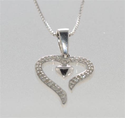 925 sterling silver diamond heart necklace 16 chain for