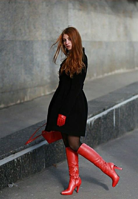 Pin by Jörg Wojnowski Ashton on look with boots miniskirt short jean for Maugê Boots Red