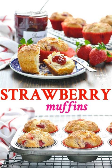 These Light And Buttery Bakery Style Strawberry Muffins Are An Easy