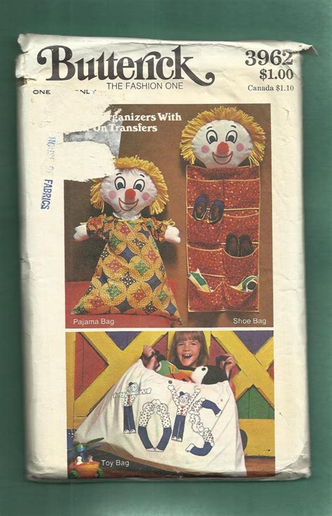 1970er Butterick 3962 Kinderzimmer Organizer Clown Gesicht Etsyde