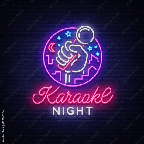 Karaoke Night Vector Neon Sign Luminous Logo Symbol Light Banner Advertising Bright Night