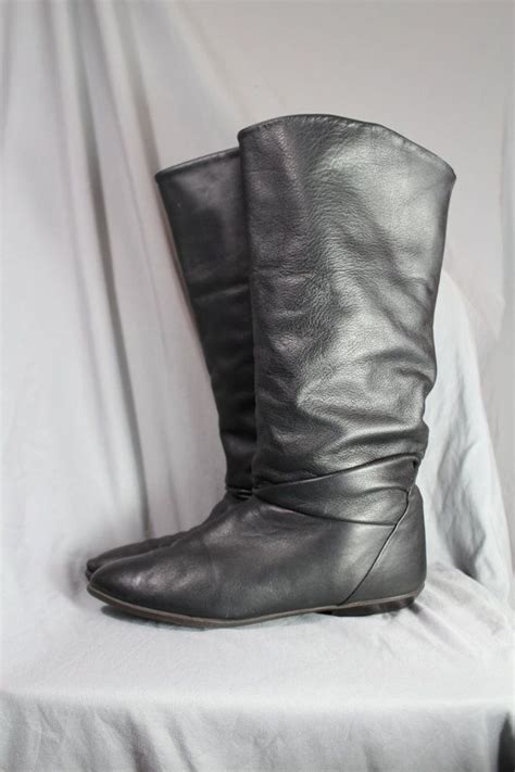 1980s Vintage Black Leather Slouch Dexter Boots Womens Etsy