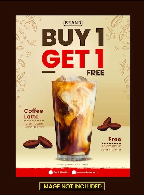 Premium Vector Template Design Promo Coffee Shop Buy One Get One Free