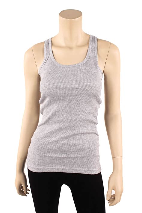 Womens Tank Top 100 Cotton Heavy Weight Ribbed A Shirt Basic Workout S