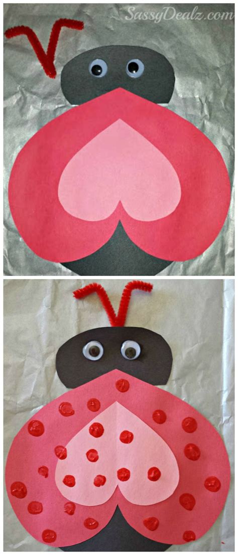 Heart Ladybug Valentines Day Craft For Kids Valentines Art Preschool