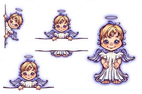Cute Cartoon Angels ~ Illustrations On Creative Market