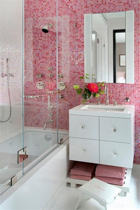 It's easy to tile and easy to clean. Pink Bathroom Tiles - Contemporary - Bathroom