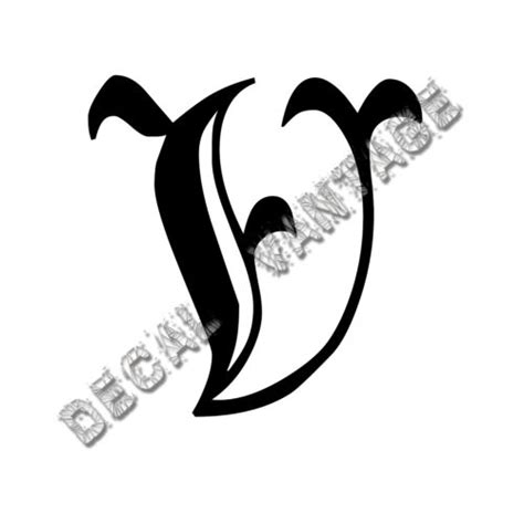 Old English V Letter Initial Vinyl Sticker Decal Font Diploma Choose