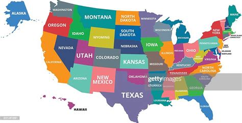 Colorful Map Of Usa 插圖檔 Getty Images