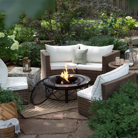 Fire pit sets patio furniture the home depot. Modern Patio Furniture Fire Pit Dining Sets With Pits ...