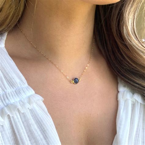 Small Gold Sapphire Necklace